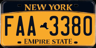 NY license plate FAA3380