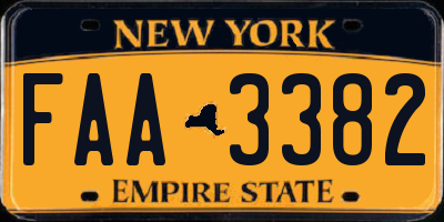 NY license plate FAA3382