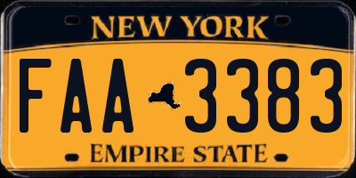 NY license plate FAA3383