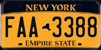 NY license plate FAA3388