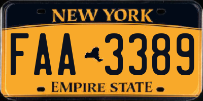 NY license plate FAA3389