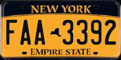 NY license plate FAA3392