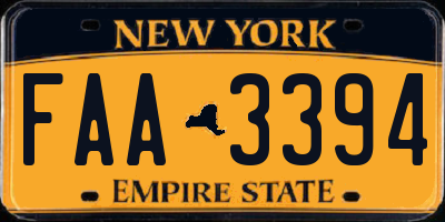 NY license plate FAA3394