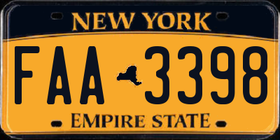 NY license plate FAA3398