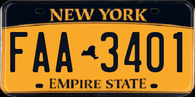 NY license plate FAA3401