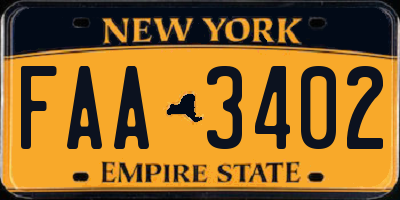 NY license plate FAA3402