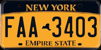 NY license plate FAA3403