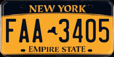 NY license plate FAA3405