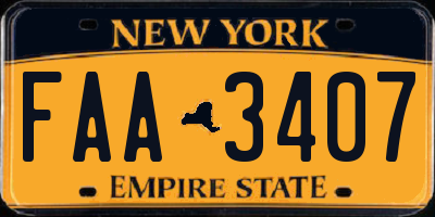 NY license plate FAA3407