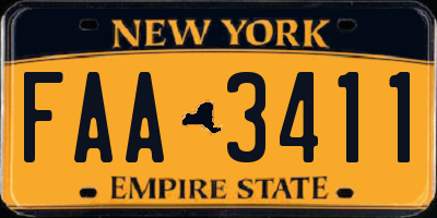 NY license plate FAA3411