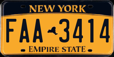 NY license plate FAA3414