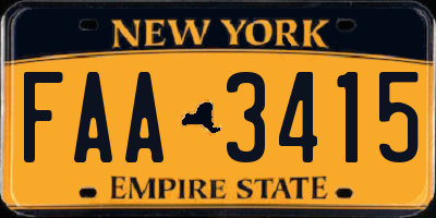 NY license plate FAA3415