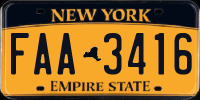 NY license plate FAA3416