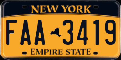 NY license plate FAA3419