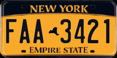 NY license plate FAA3421