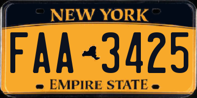 NY license plate FAA3425