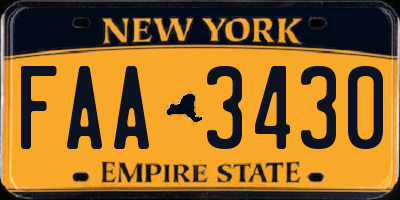 NY license plate FAA3430