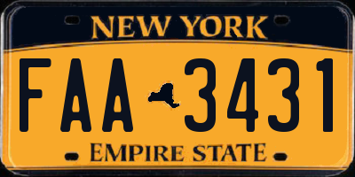 NY license plate FAA3431