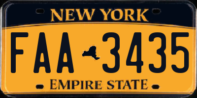 NY license plate FAA3435