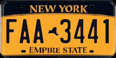 NY license plate FAA3441