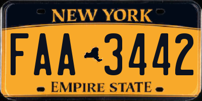 NY license plate FAA3442