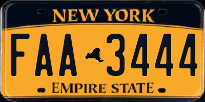 NY license plate FAA3444