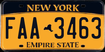 NY license plate FAA3463