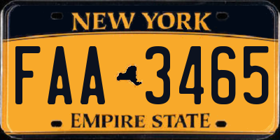 NY license plate FAA3465