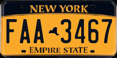 NY license plate FAA3467