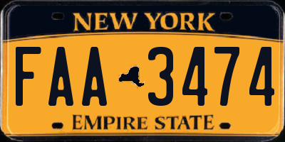 NY license plate FAA3474