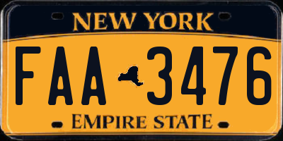 NY license plate FAA3476