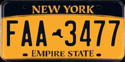 NY license plate FAA3477