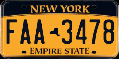 NY license plate FAA3478