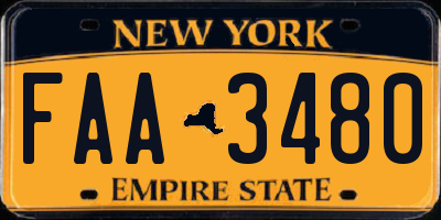 NY license plate FAA3480