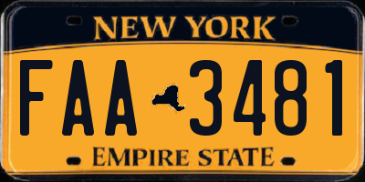 NY license plate FAA3481