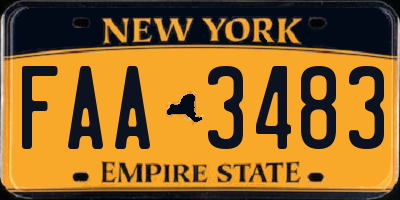 NY license plate FAA3483
