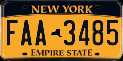 NY license plate FAA3485