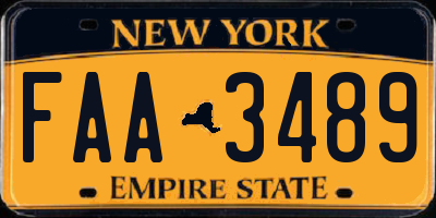 NY license plate FAA3489