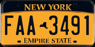 NY license plate FAA3491