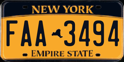 NY license plate FAA3494