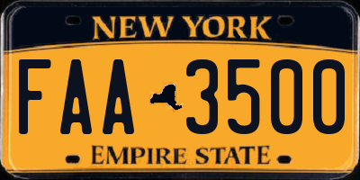 NY license plate FAA3500