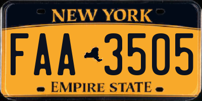 NY license plate FAA3505