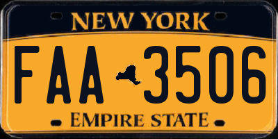 NY license plate FAA3506