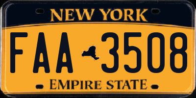 NY license plate FAA3508