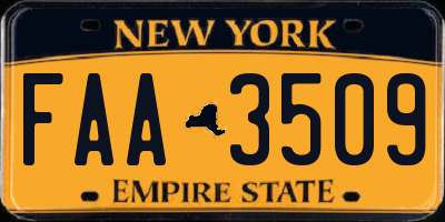 NY license plate FAA3509