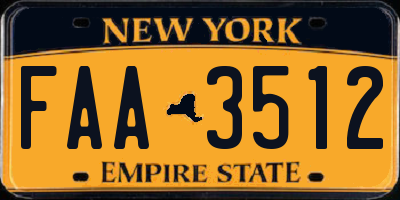 NY license plate FAA3512