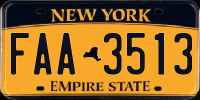 NY license plate FAA3513