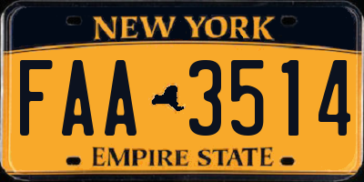 NY license plate FAA3514