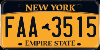 NY license plate FAA3515