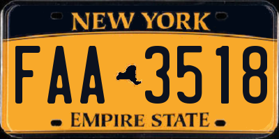 NY license plate FAA3518